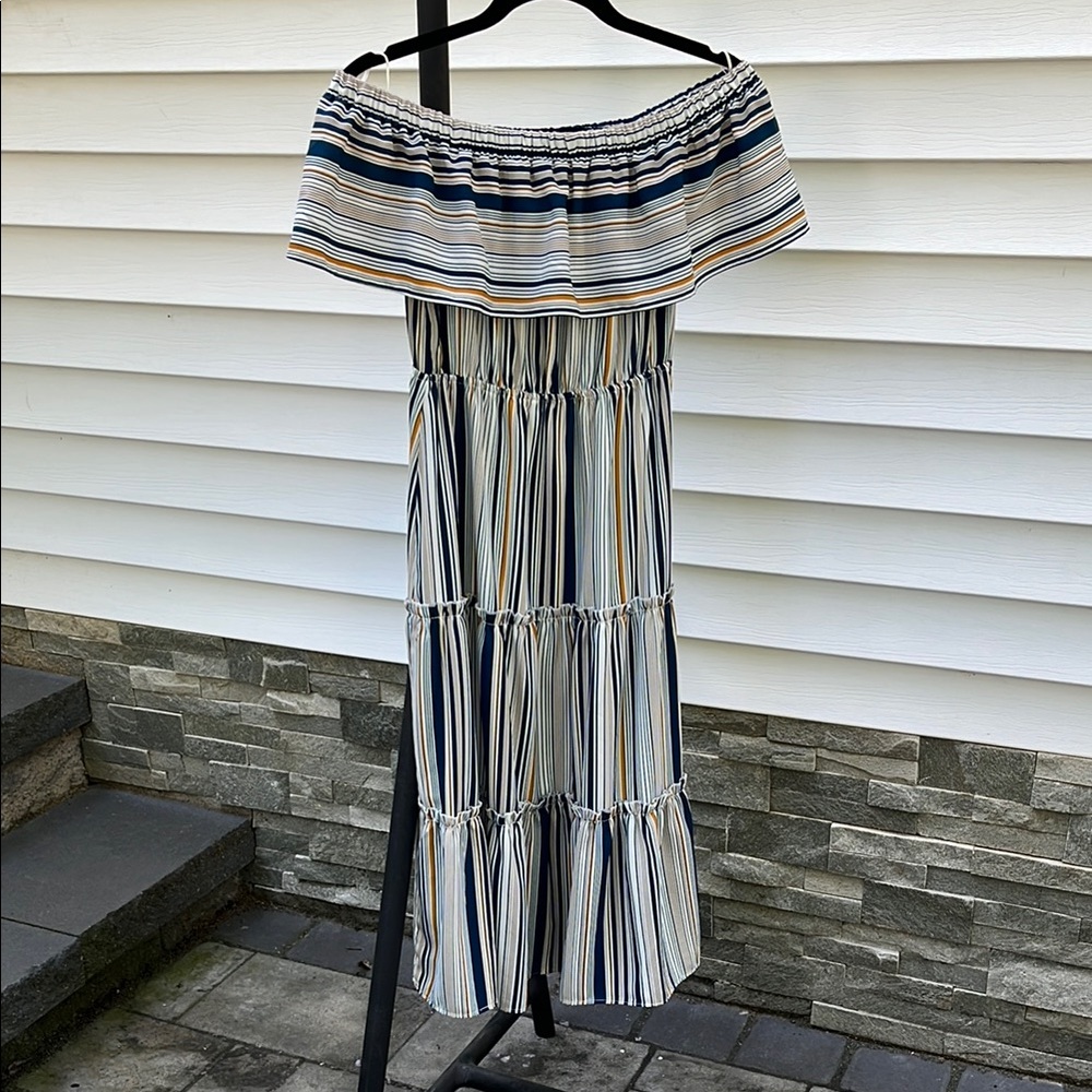 Black and Blue Tiered Maxi Skirt for Resort Wear